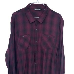 Mens Travis Mathew Red & Black Plaid Long Sleeve Casual‎ Button Down Shirt XXL